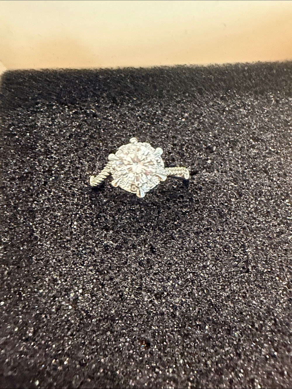 Moissanite Pave Halo Silver Ring size adjustable from 7-9
